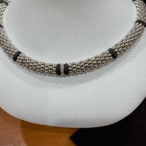 Lagos silver, ceramic and diamond necklace.